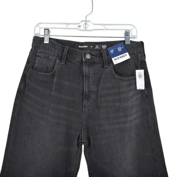 NWT Old Navy Baggy Wide Leg High Rise Black Jeans Kids Size 18 - Picture 3 of 12